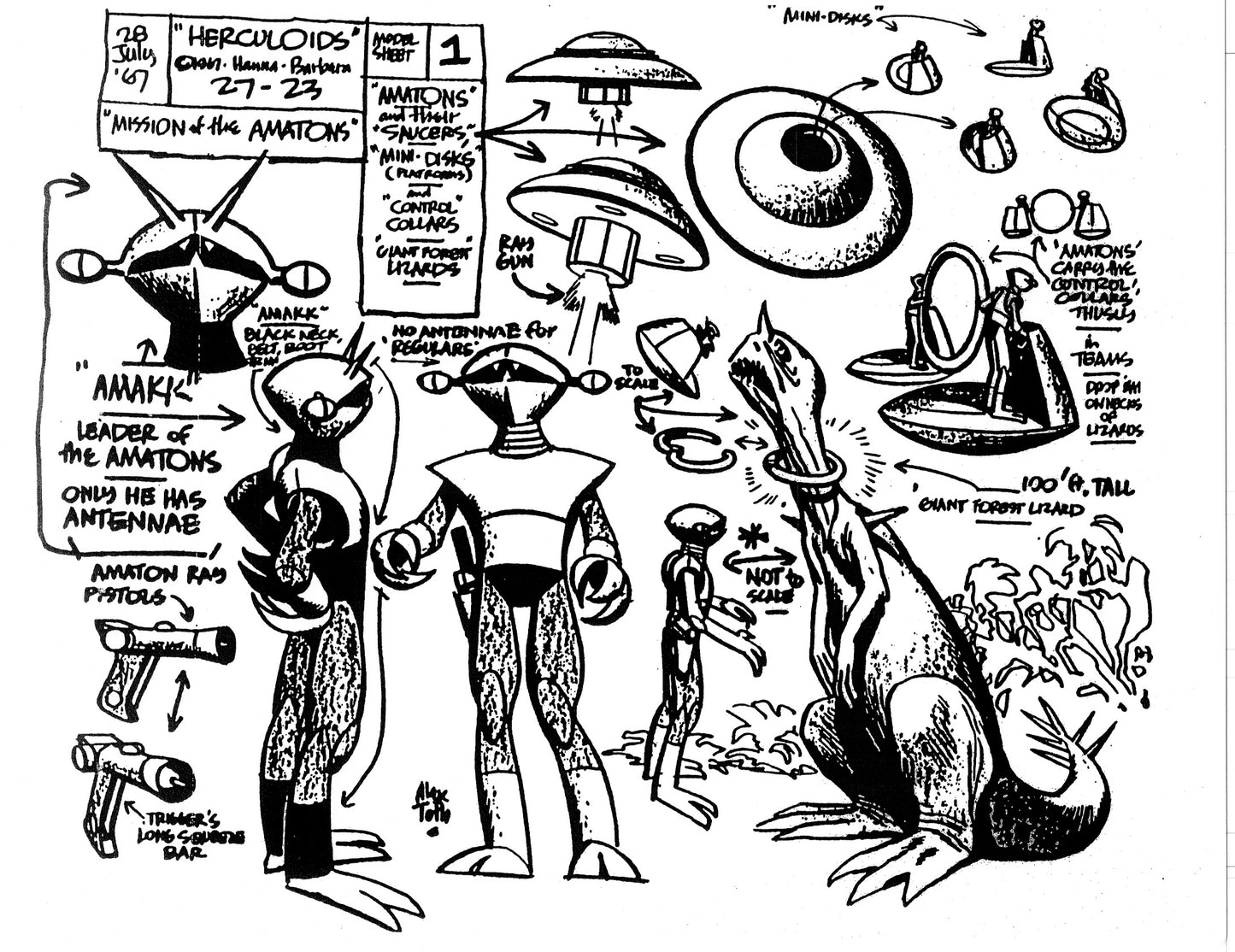 Alex Toth Herculoids Model Sheet Copy Lot 34 pages 1967 Cartoon Hanna Barbera