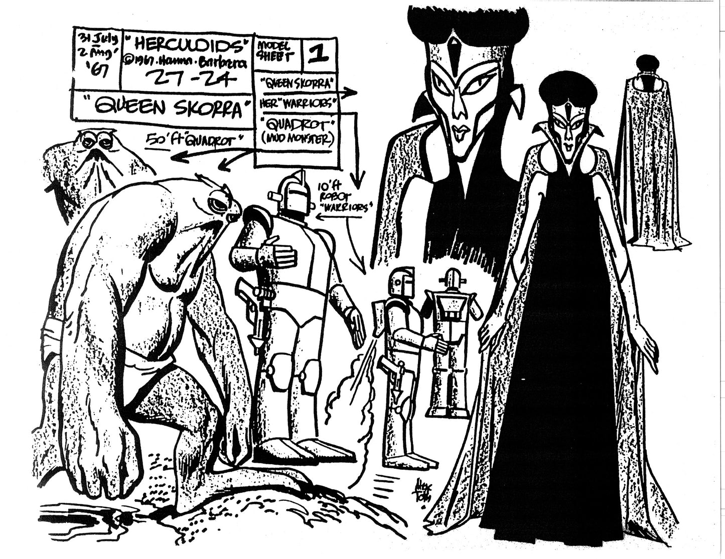 Alex Toth Herculoids Model Sheet Copy Lot 34 pages 1967 Cartoon Hanna Barbera