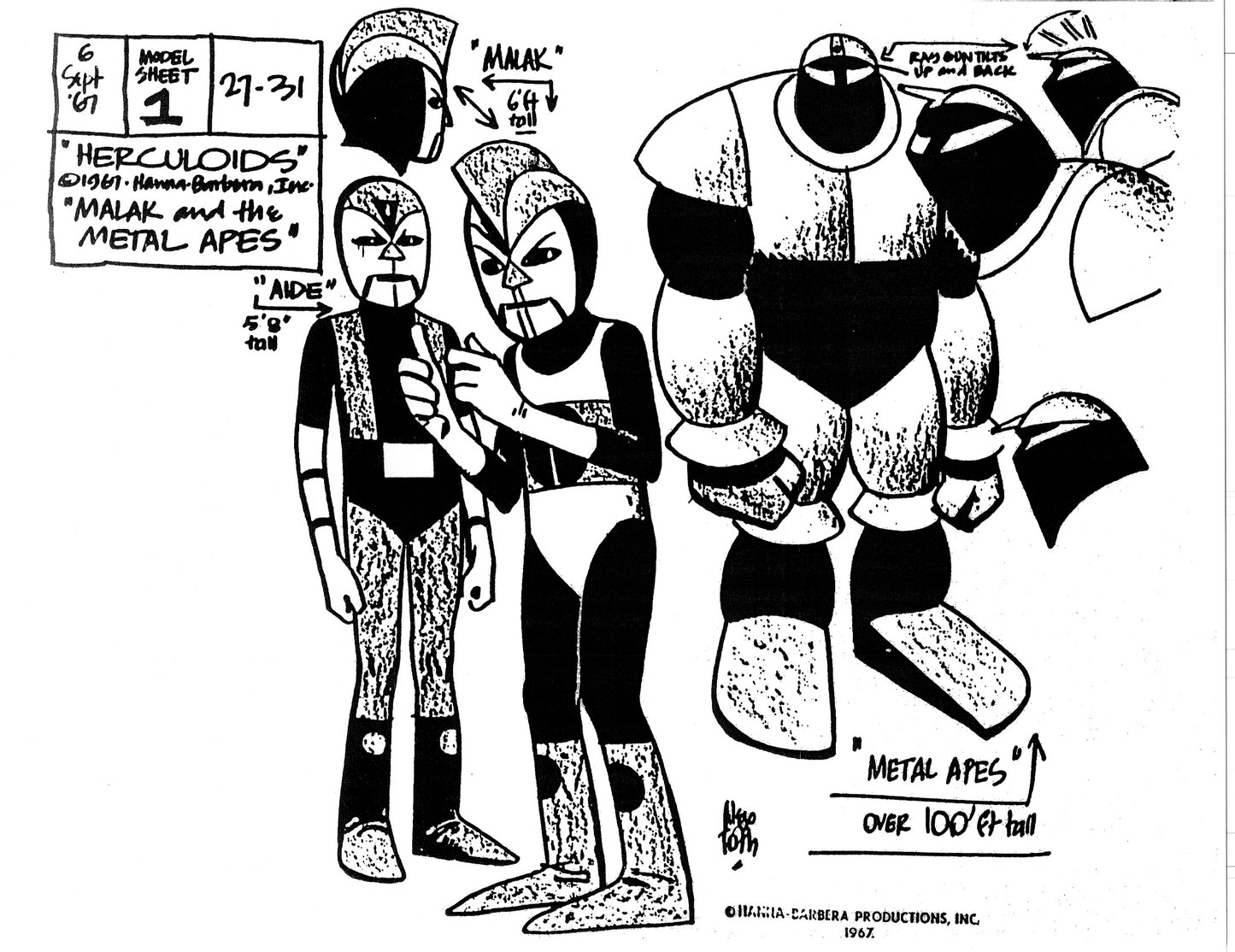 Alex Toth Herculoids Model Sheet Copy Lot 34 pages 1967 Cartoon Hanna Barbera