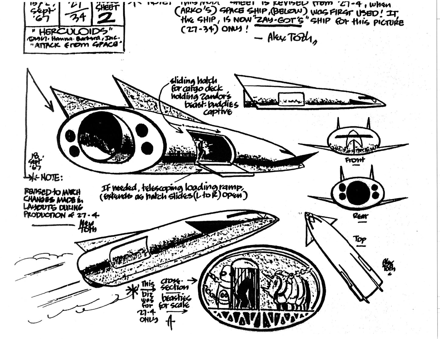 Alex Toth Herculoids Model Sheet Copy Lot 34 pages 1967 Cartoon Hanna Barbera