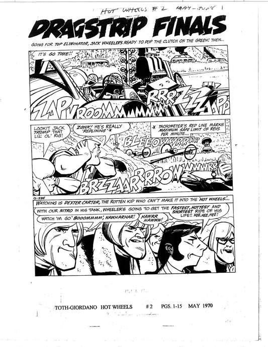 Alex Toth Hot Wheels Comic Book Page Copy Lot of 14 pages