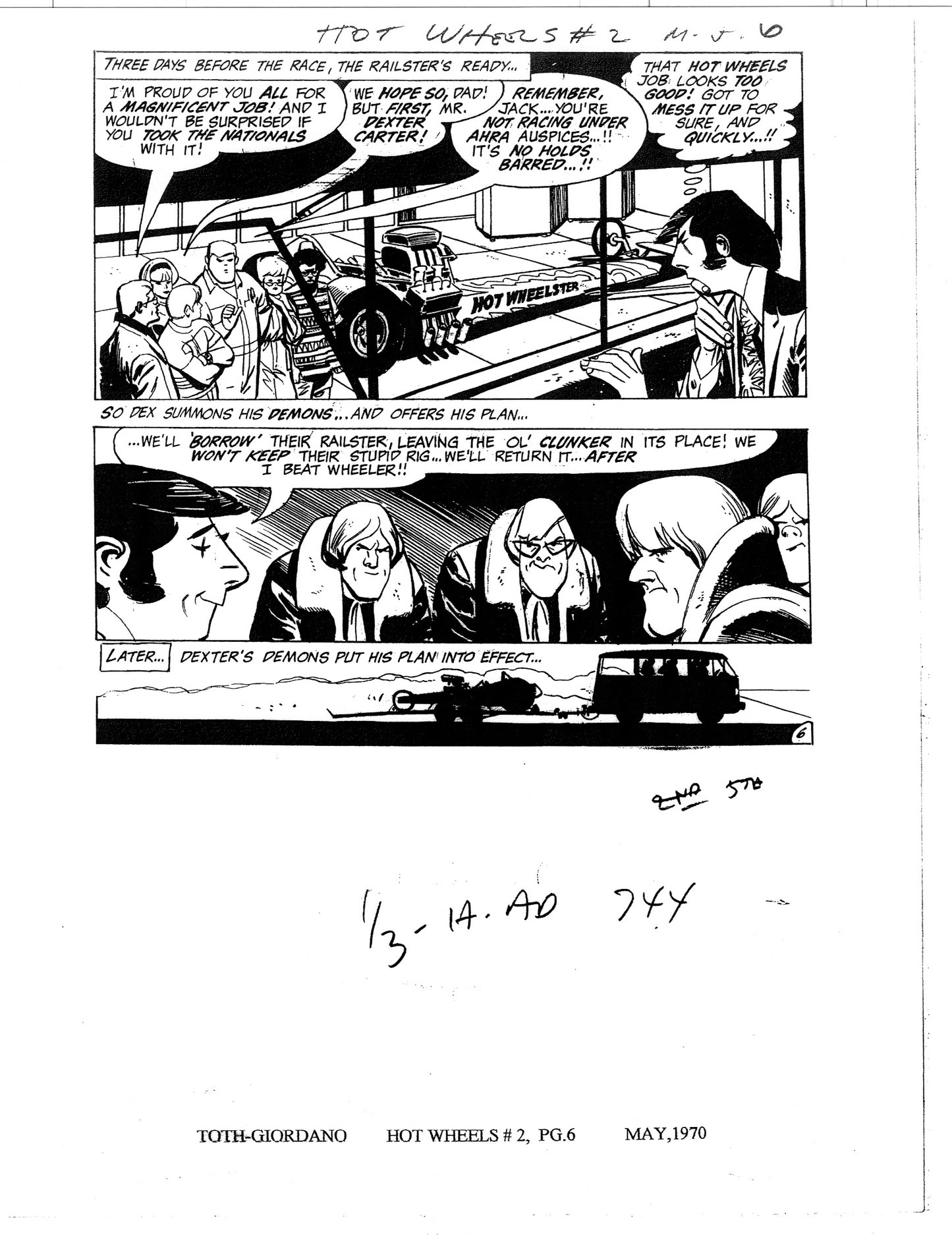 Alex Toth Hot Wheels Comic Book Page Copy Lot of 14 pages