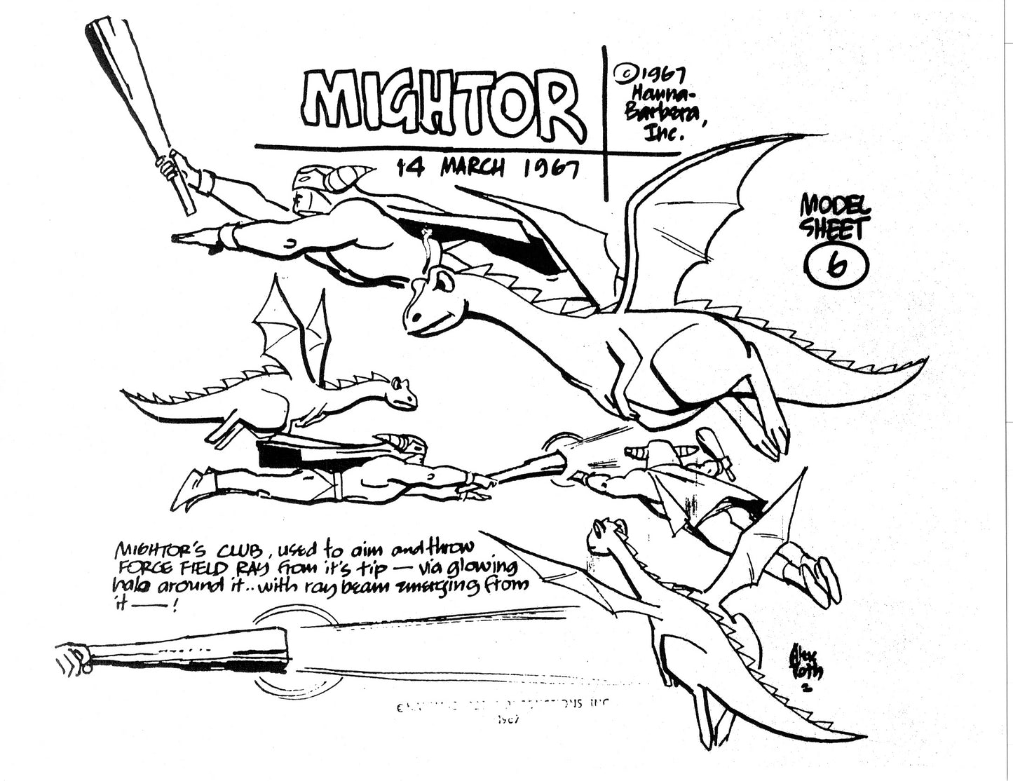Alex Toth Mighty Mightor Model Sheet Copy Lot 34 pages of 1967 Cartoon Hanna Barbera