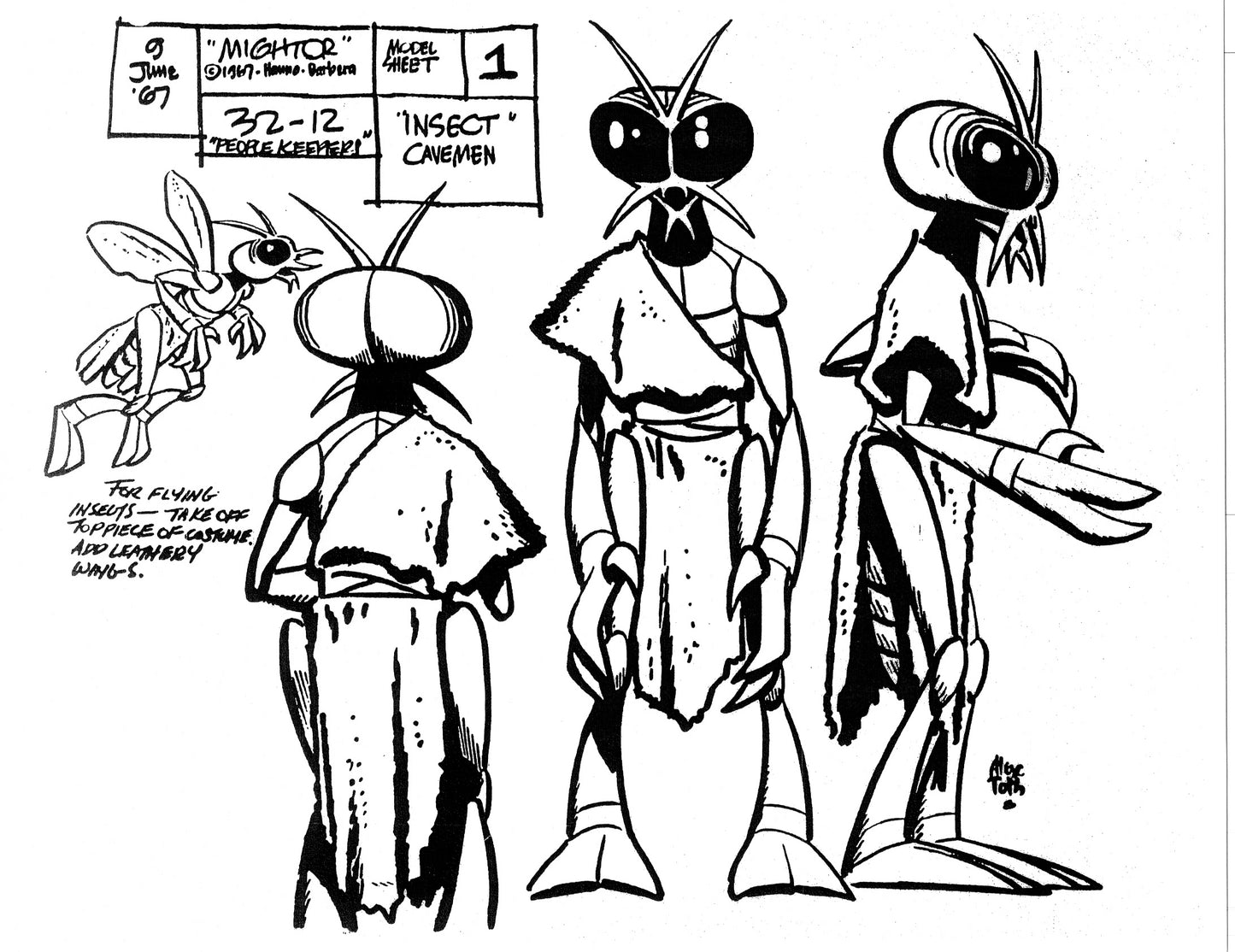Alex Toth Mighty Mightor Model Sheet Copy Lot 34 pages of 1967 Cartoon Hanna Barbera