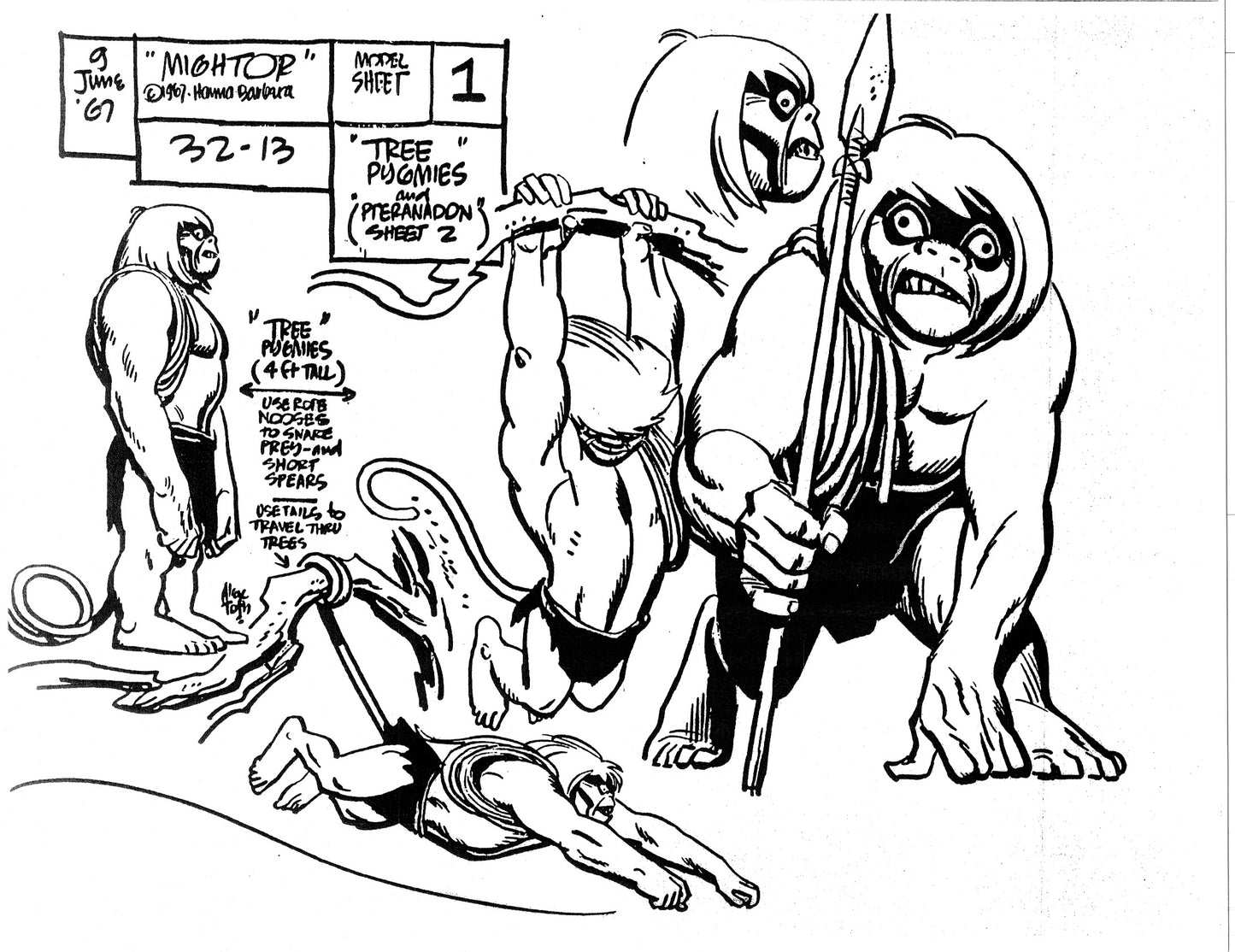 Alex Toth Mighty Mightor Model Sheet Copy Lot 34 pages of 1967 Cartoon Hanna Barbera
