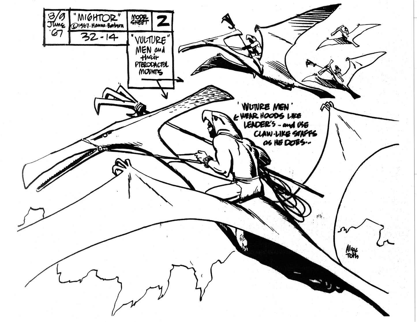 Alex Toth Mighty Mightor Model Sheet Copy Lot 34 pages of 1967 Cartoon Hanna Barbera