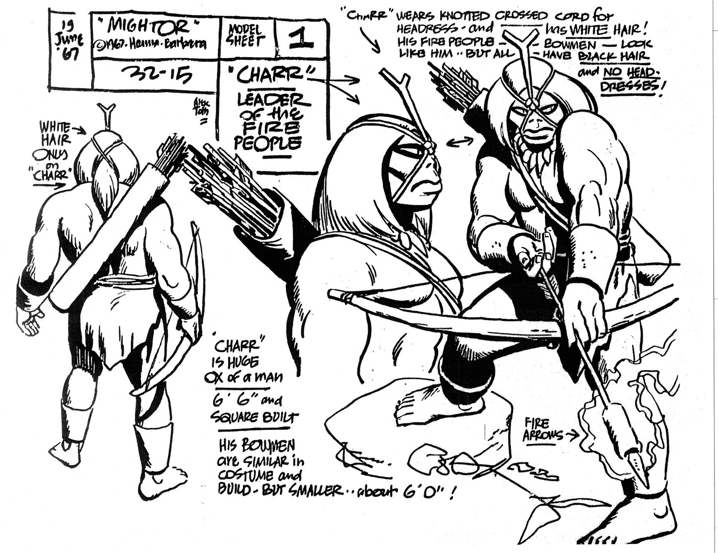 Alex Toth Mighty Mightor Model Sheet Copy Lot 34 pages of 1967 Cartoon Hanna Barbera