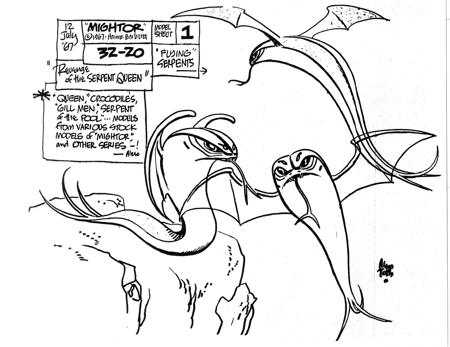 Alex Toth Mighty Mightor Model Sheet Copy Lot 34 pages of 1967 Cartoon Hanna Barbera