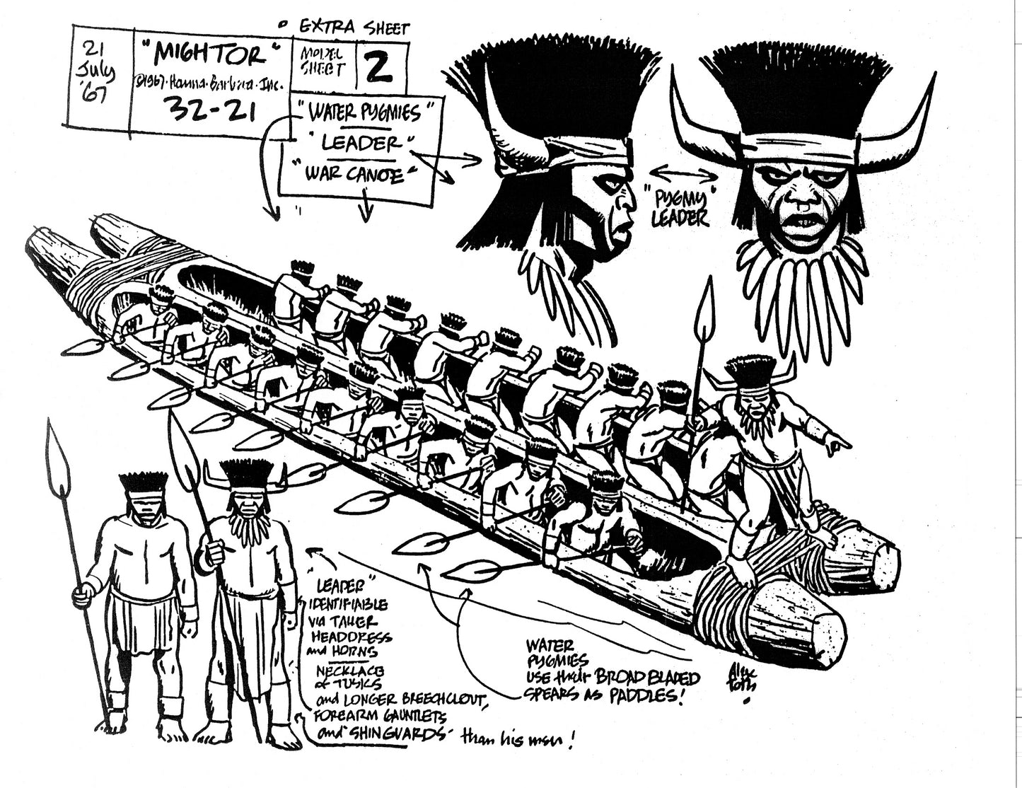 Alex Toth Mighty Mightor Model Sheet Copy Lot 34 pages of 1967 Cartoon Hanna Barbera