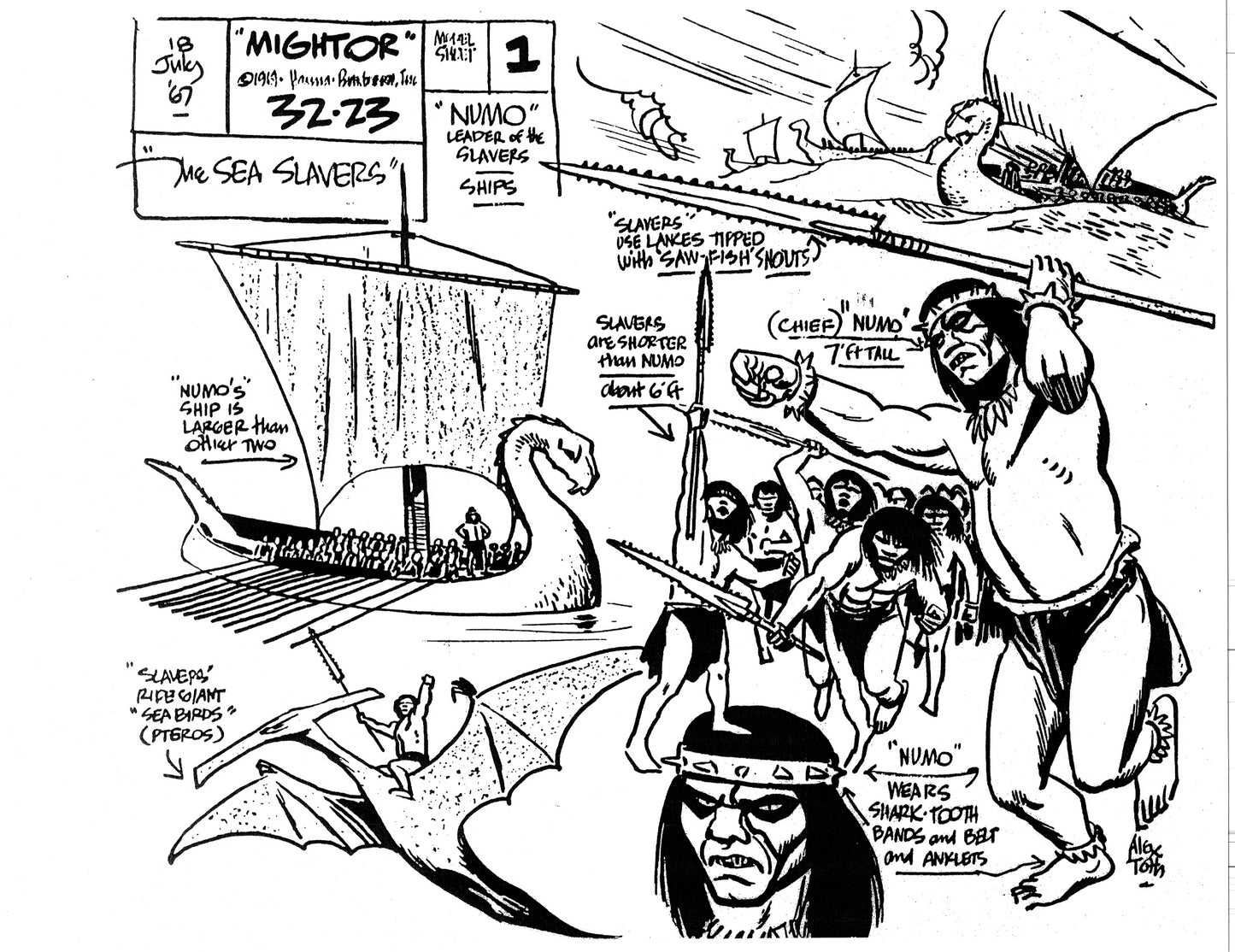 Alex Toth Mighty Mightor Model Sheet Copy Lot 34 pages of 1967 Cartoon Hanna Barbera