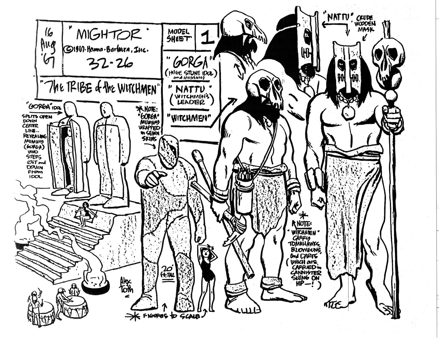 Alex Toth Mighty Mightor Model Sheet Copy Lot 34 pages of 1967 Cartoon Hanna Barbera