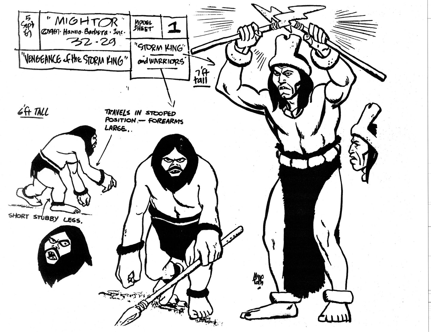 Alex Toth Mighty Mightor Model Sheet Copy Lot 34 pages of 1967 Cartoon Hanna Barbera