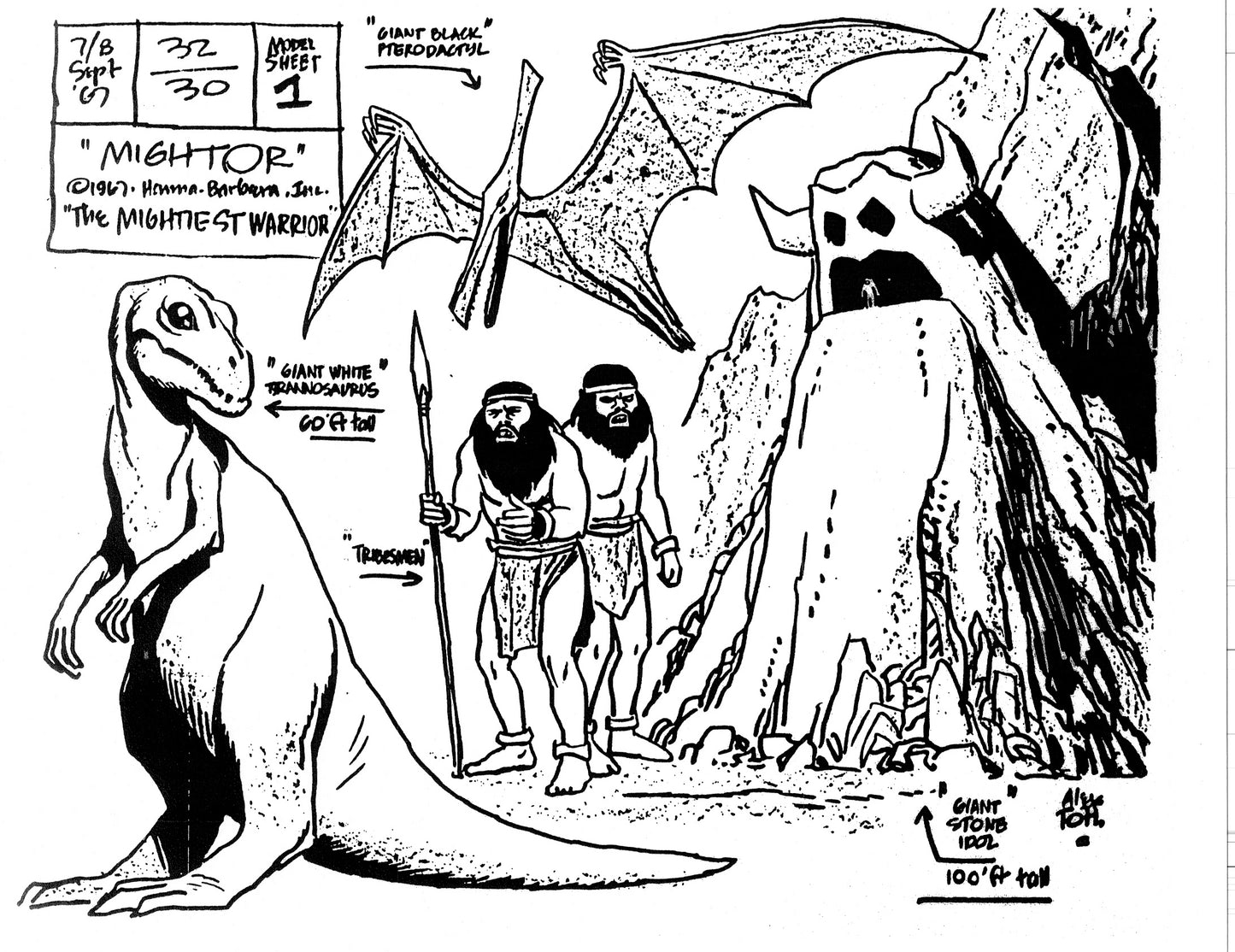 Alex Toth Mighty Mightor Model Sheet Copy Lot 34 pages of 1967 Cartoon Hanna Barbera