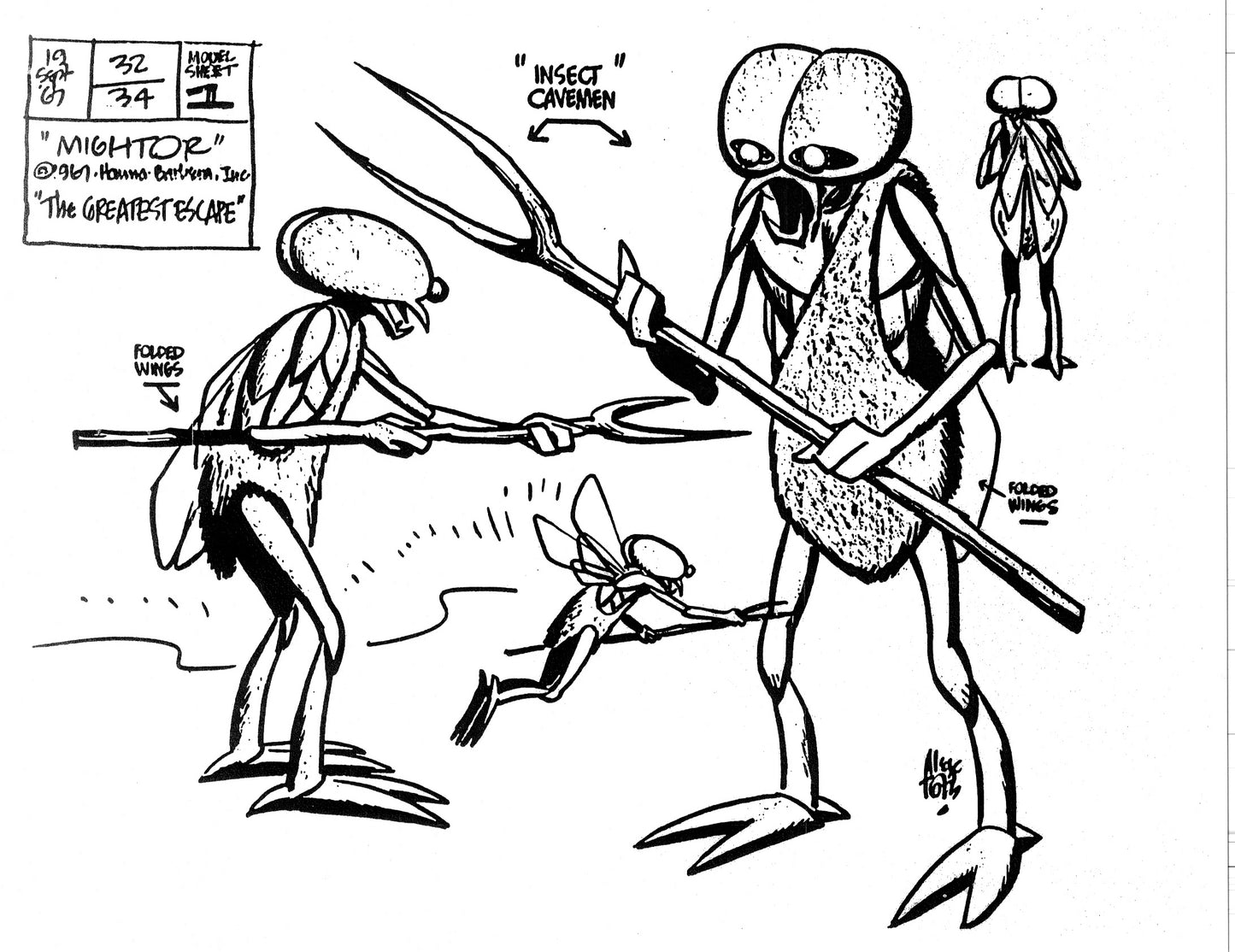 Alex Toth Mighty Mightor Model Sheet Copy Lot 34 pages of 1967 Cartoon Hanna Barbera