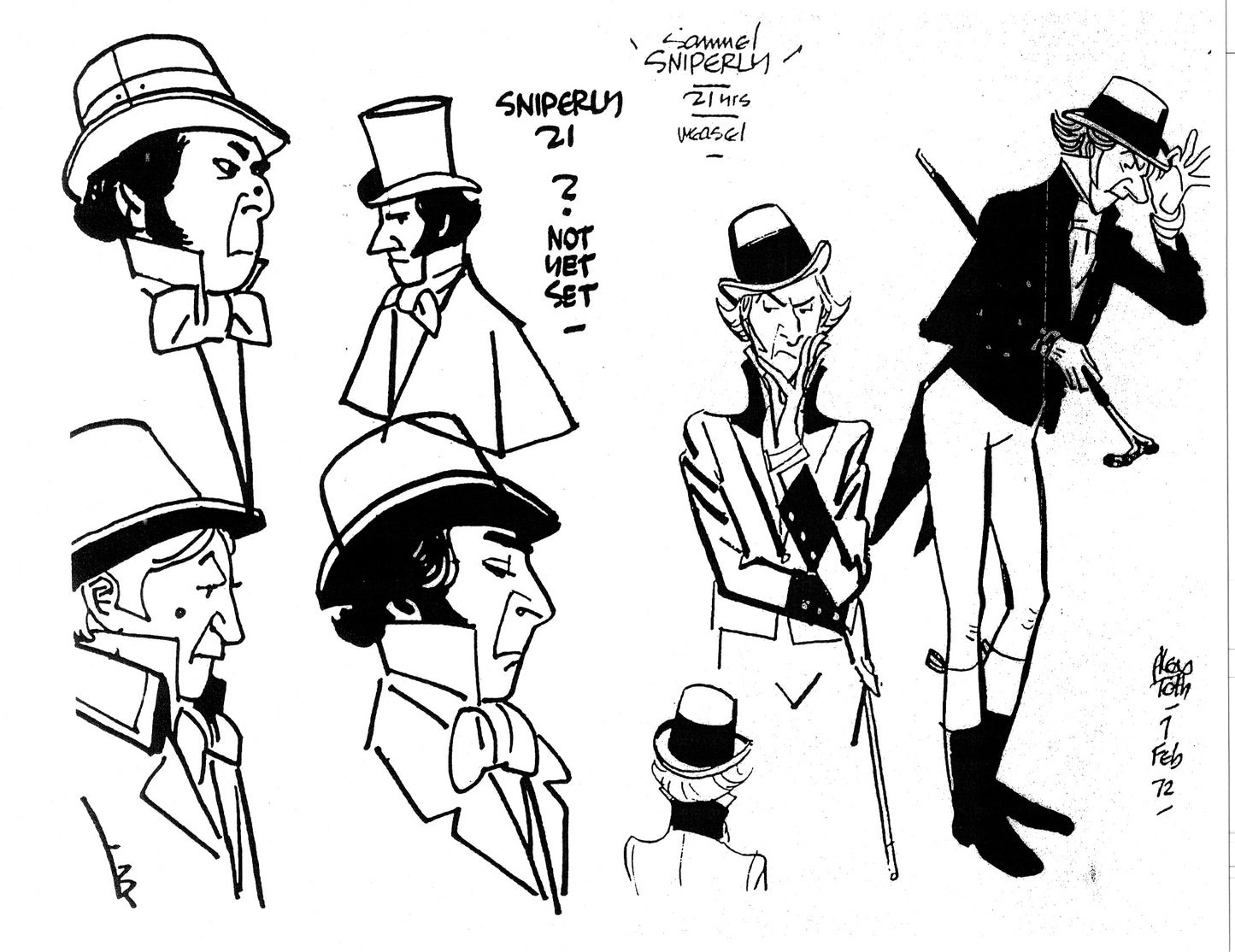 Alex Toth Miscellaneous Model Sheet Copy Lot of 16 pages of Cartoons by Hanna Barbera