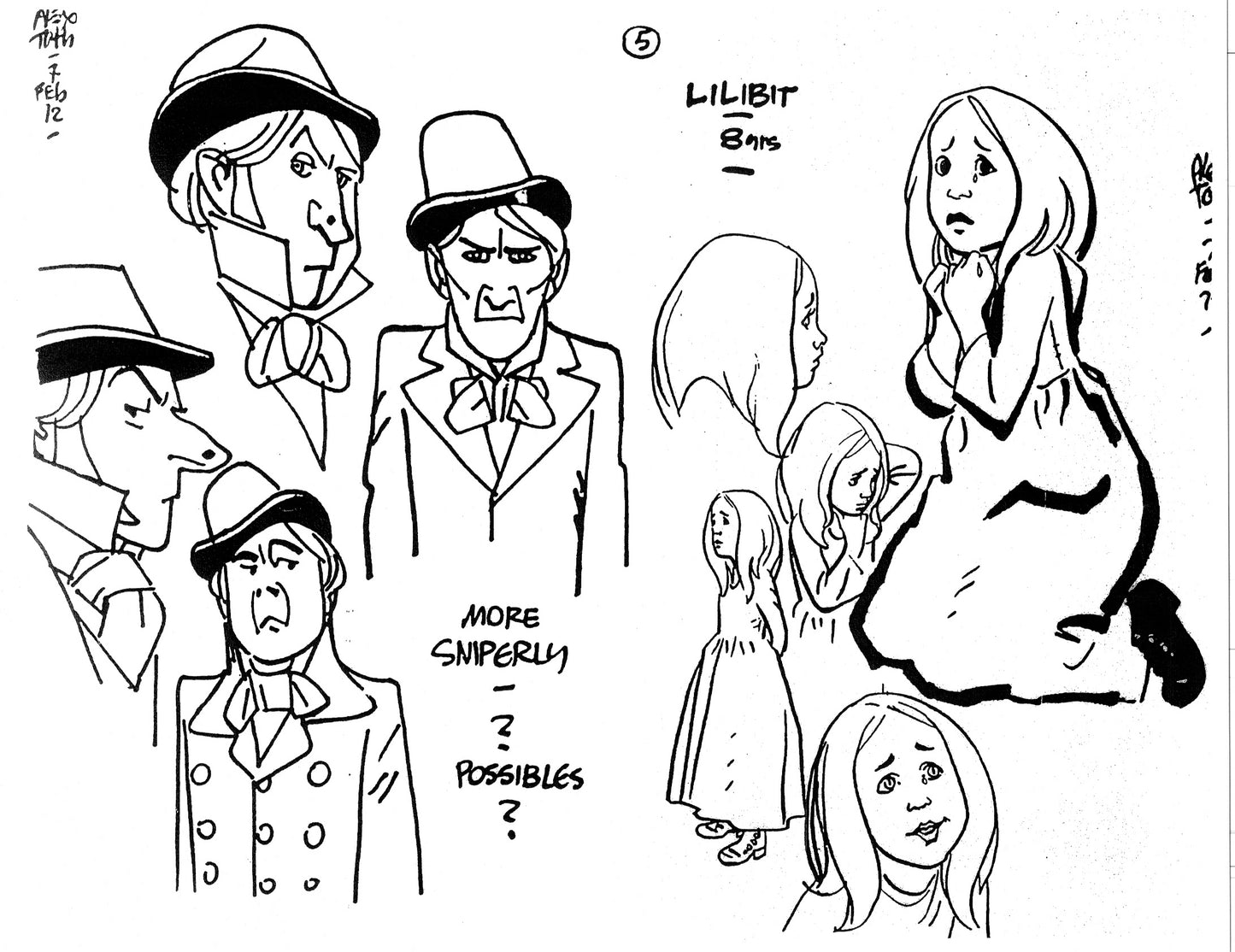 Alex Toth Miscellaneous Model Sheet Copy Lot of 16 pages of Cartoons by Hanna Barbera