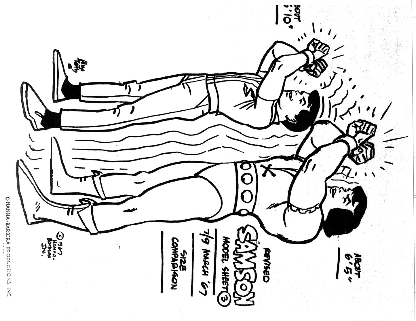 Alex Toth Samson Model Sheet Copy Lot 40 pages of 1967 Cartoon Hanna Barbera