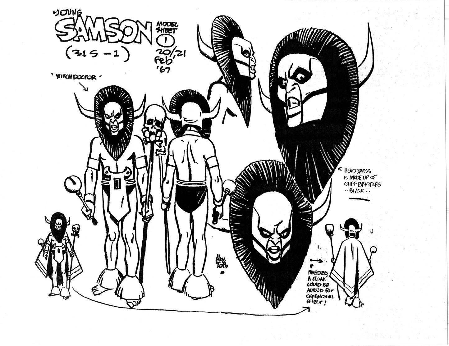 Alex Toth Samson Model Sheet Copy Lot 40 pages of 1967 Cartoon Hanna Barbera