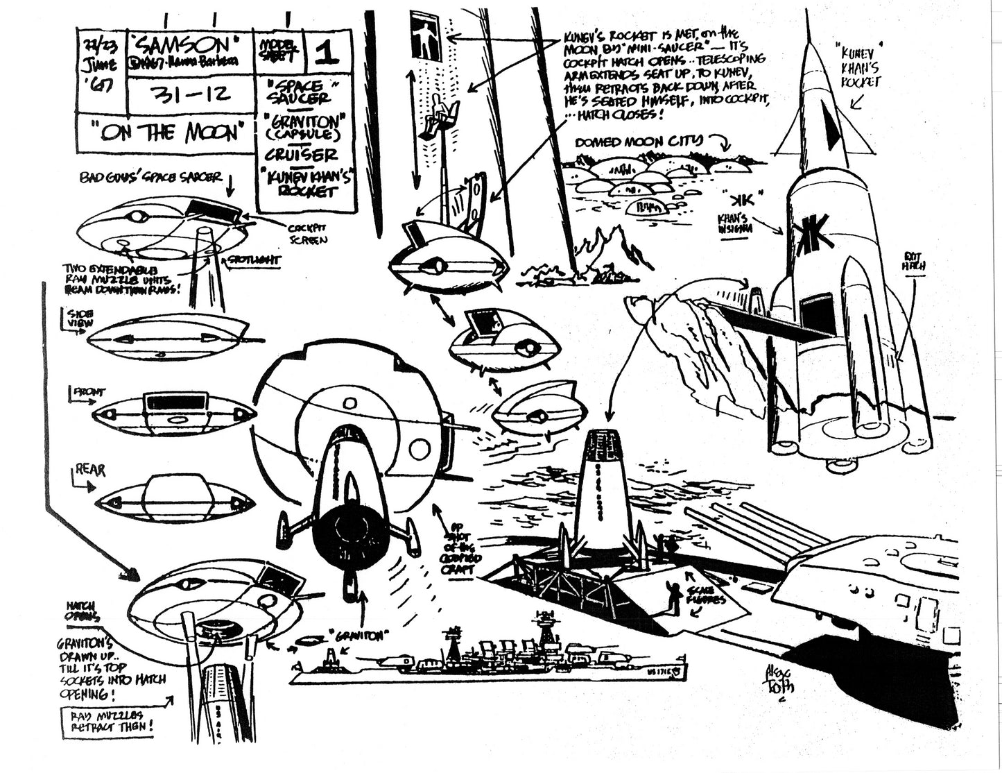 Alex Toth Samson Model Sheet Copy Lot 40 pages of 1967 Cartoon Hanna Barbera