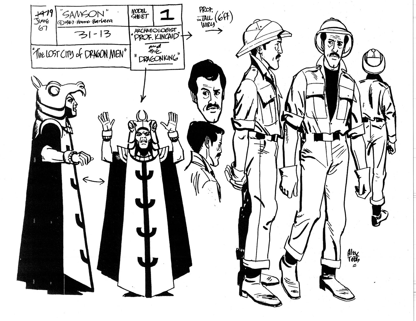 Alex Toth Samson Model Sheet Copy Lot 40 pages of 1967 Cartoon Hanna Barbera