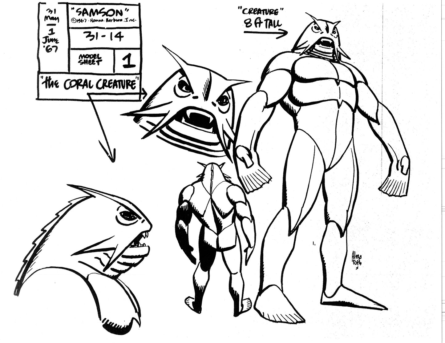 Alex Toth Samson Model Sheet Copy Lot 40 pages of 1967 Cartoon Hanna Barbera
