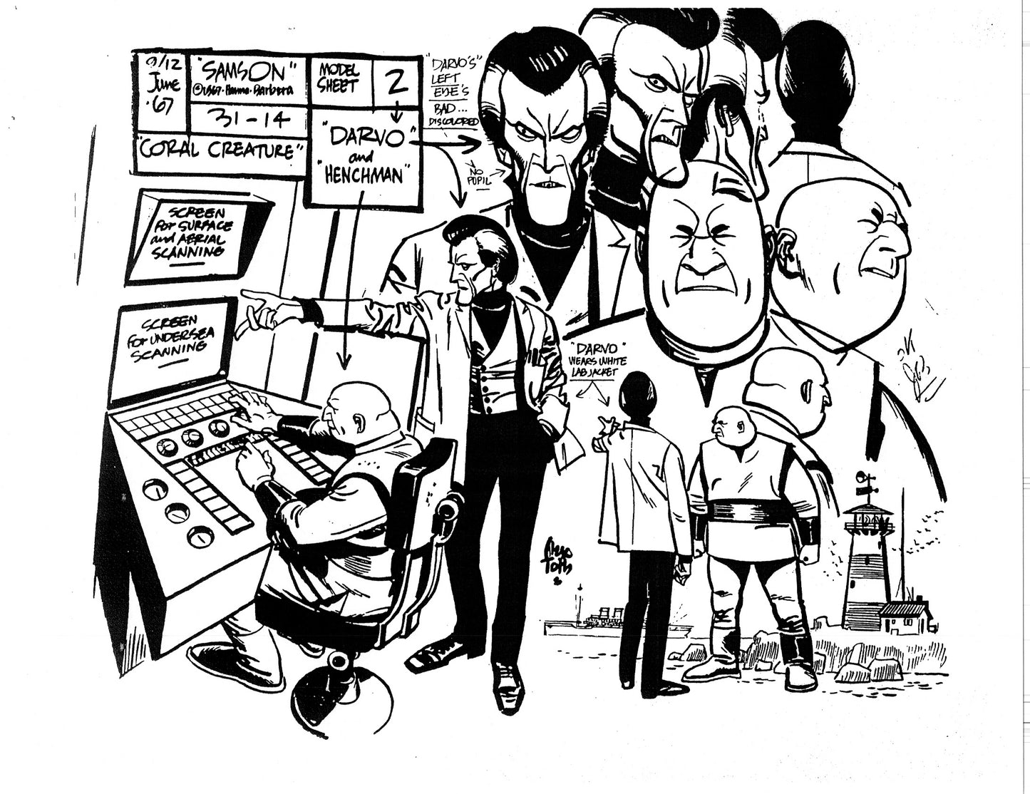 Alex Toth Samson Model Sheet Copy Lot 40 pages of 1967 Cartoon Hanna Barbera