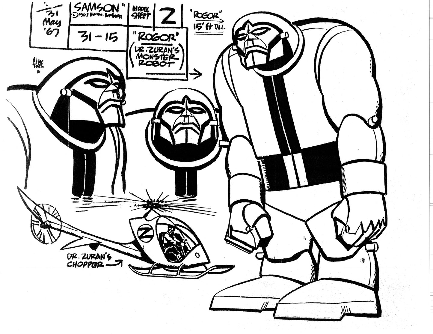 Alex Toth Samson Model Sheet Copy Lot 40 pages of 1967 Cartoon Hanna Barbera