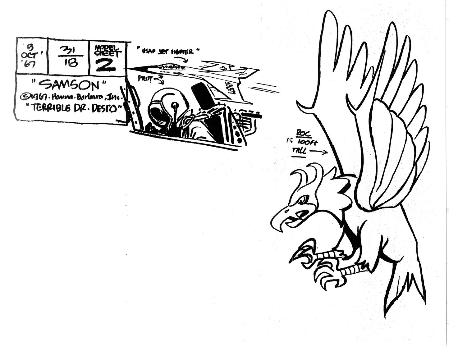 Alex Toth Samson Model Sheet Copy Lot 40 pages of 1967 Cartoon Hanna Barbera