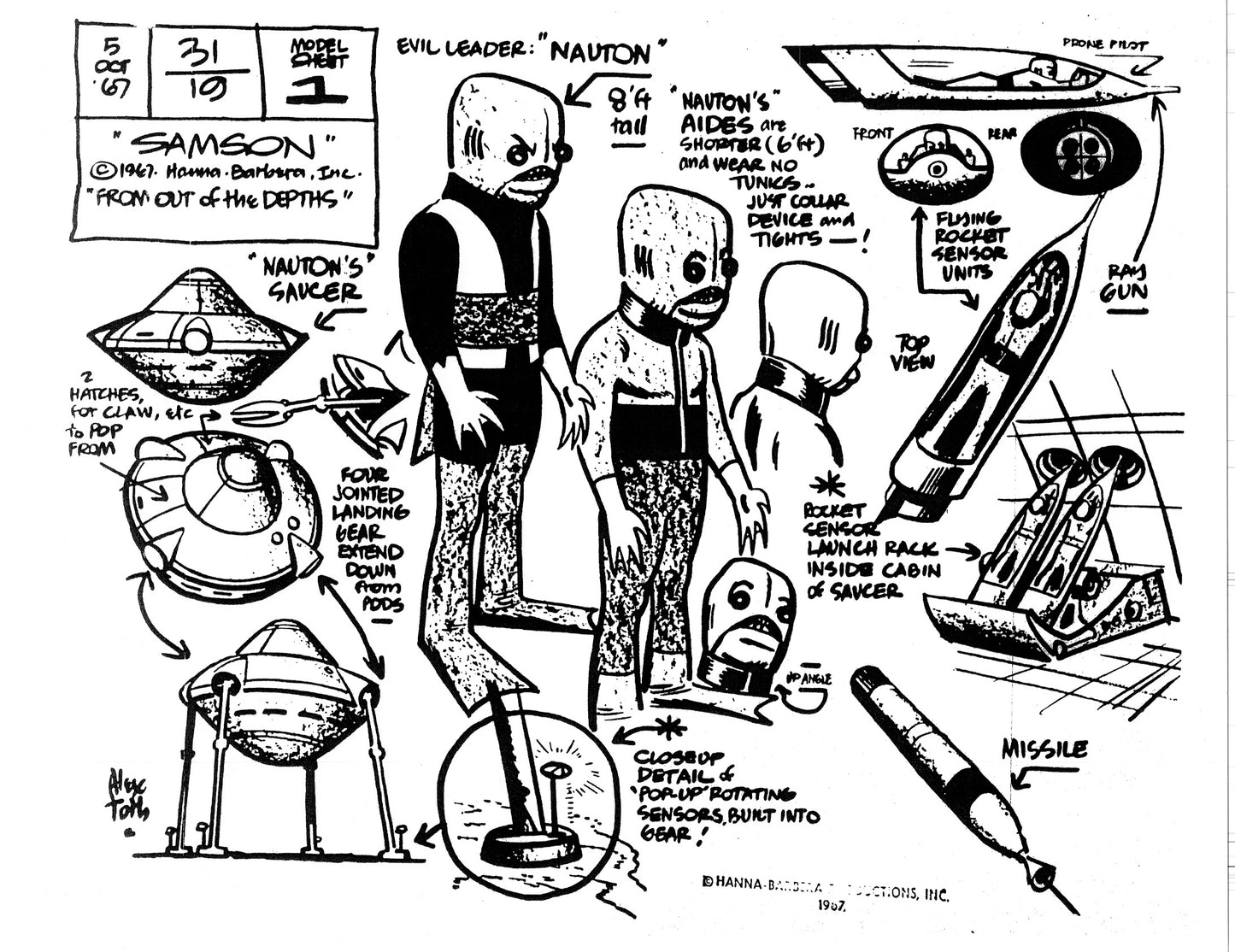 Alex Toth Samson Model Sheet Copy Lot 40 pages of 1967 Cartoon Hanna Barbera