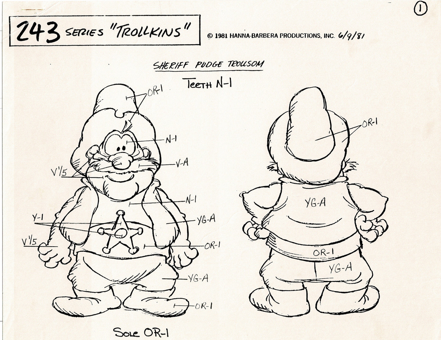 Trollkins 1981 Production Model Sheet Copy Lot of 12 Pages from Hanna Barbera