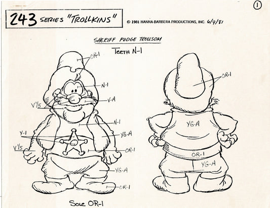 Trollkins 1981 Production Model Sheet Copy Lot of 12 Pages from Hanna Barbera