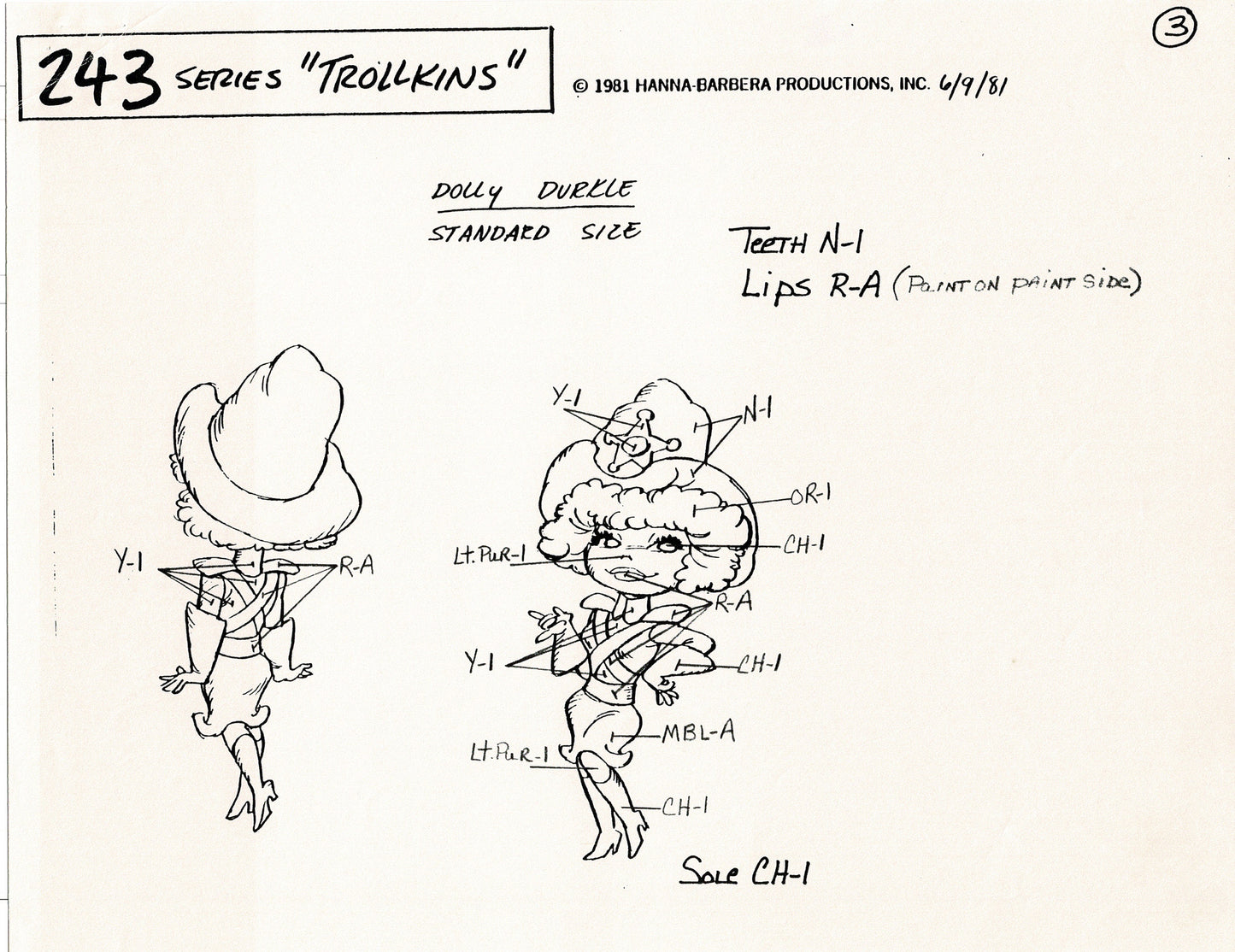 Trollkins 1981 Production Model Sheet Copy Lot of 12 Pages from Hanna Barbera
