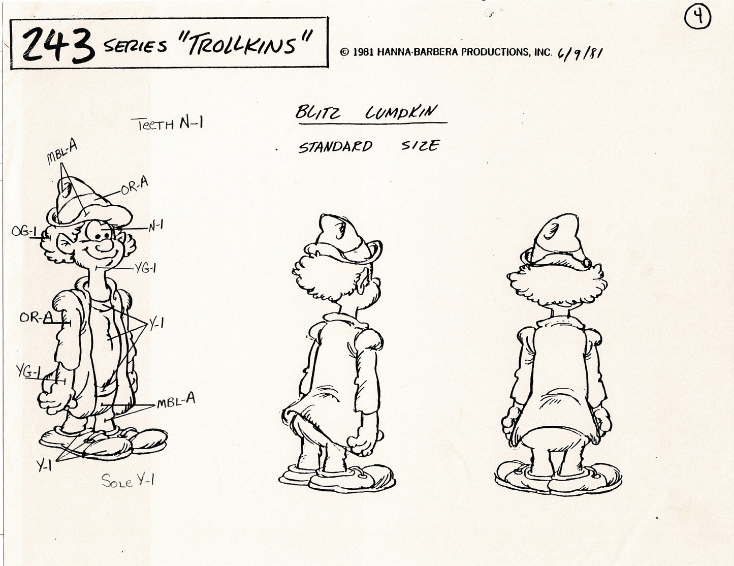 Trollkins 1981 Production Model Sheet Copy Lot of 12 Pages from Hanna Barbera