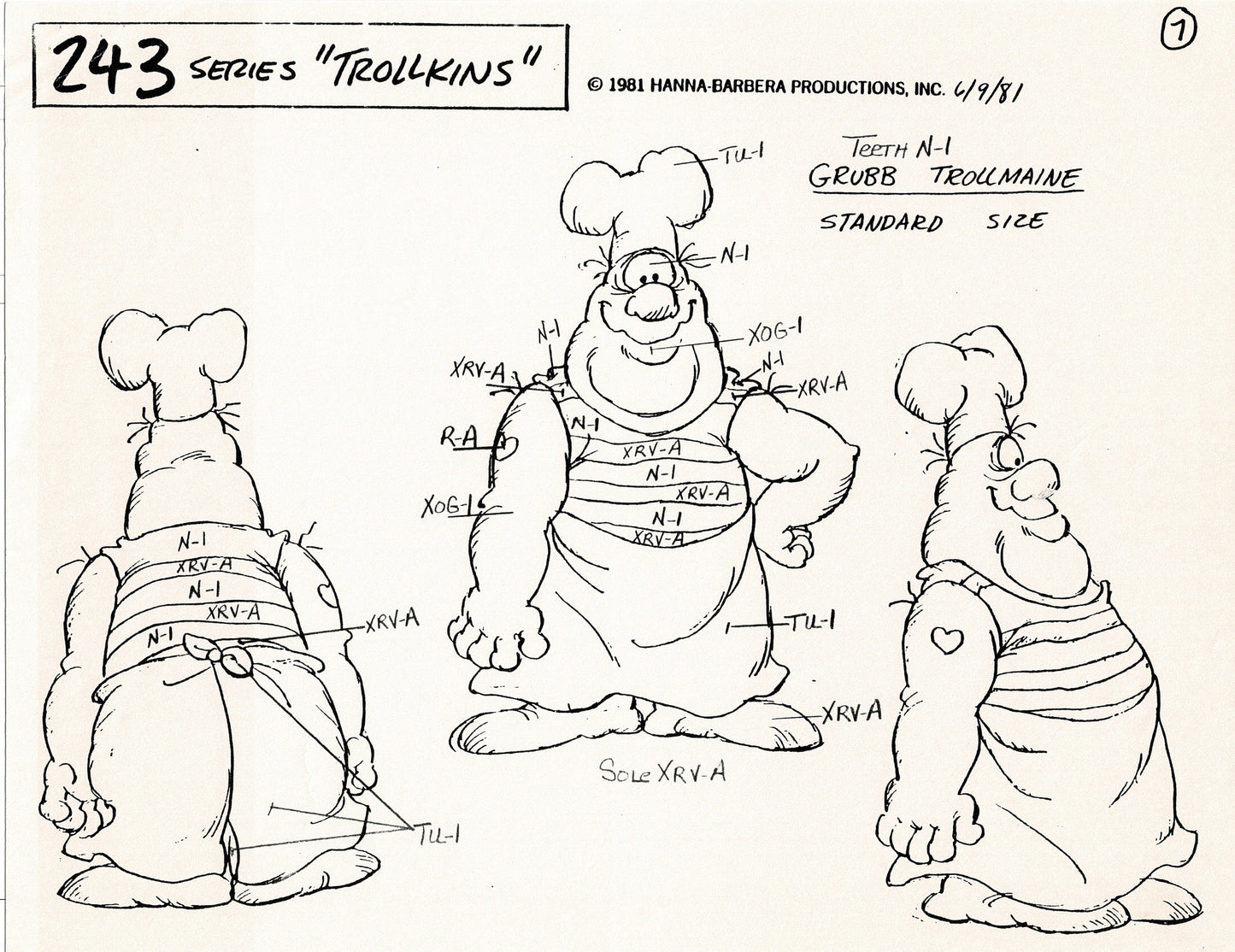 Trollkins 1981 Production Model Sheet Copy Lot of 12 Pages from Hanna Barbera