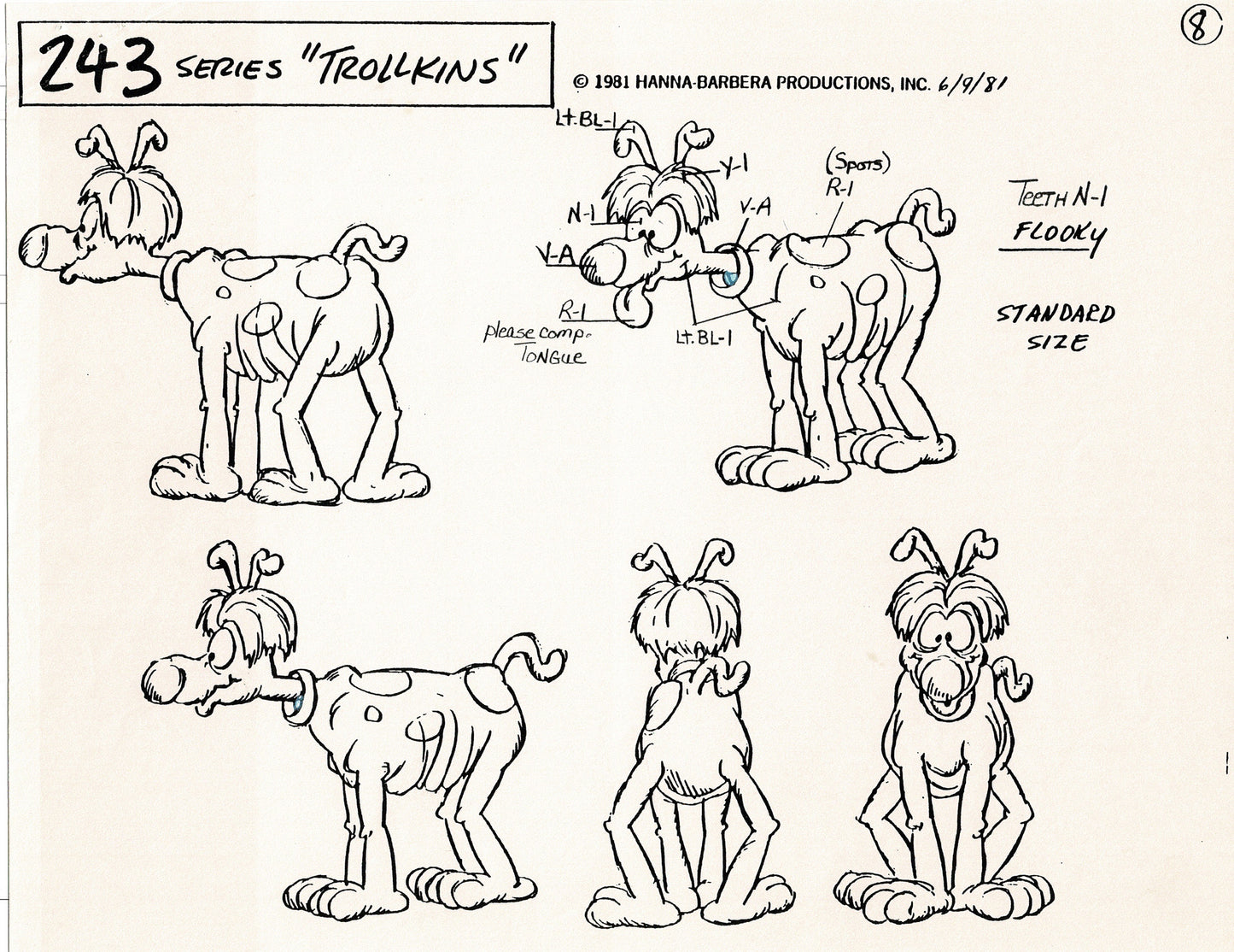 Trollkins 1981 Production Model Sheet Copy Lot of 12 Pages from Hanna Barbera