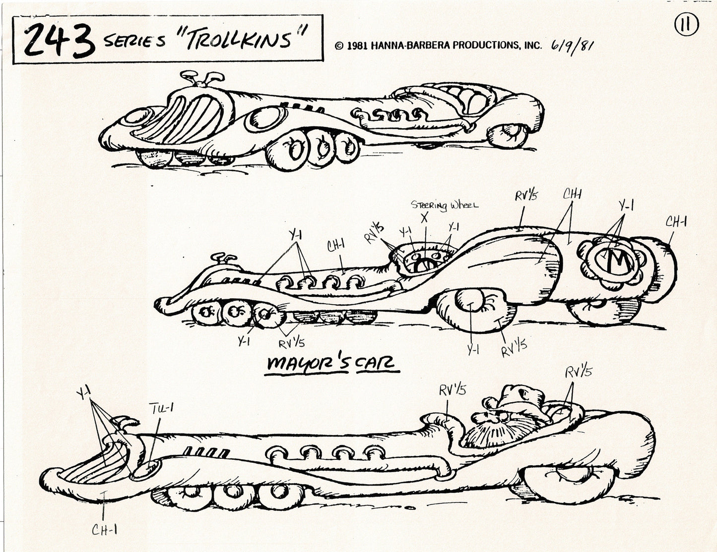 Trollkins 1981 Production Model Sheet Copy Lot of 12 Pages from Hanna Barbera