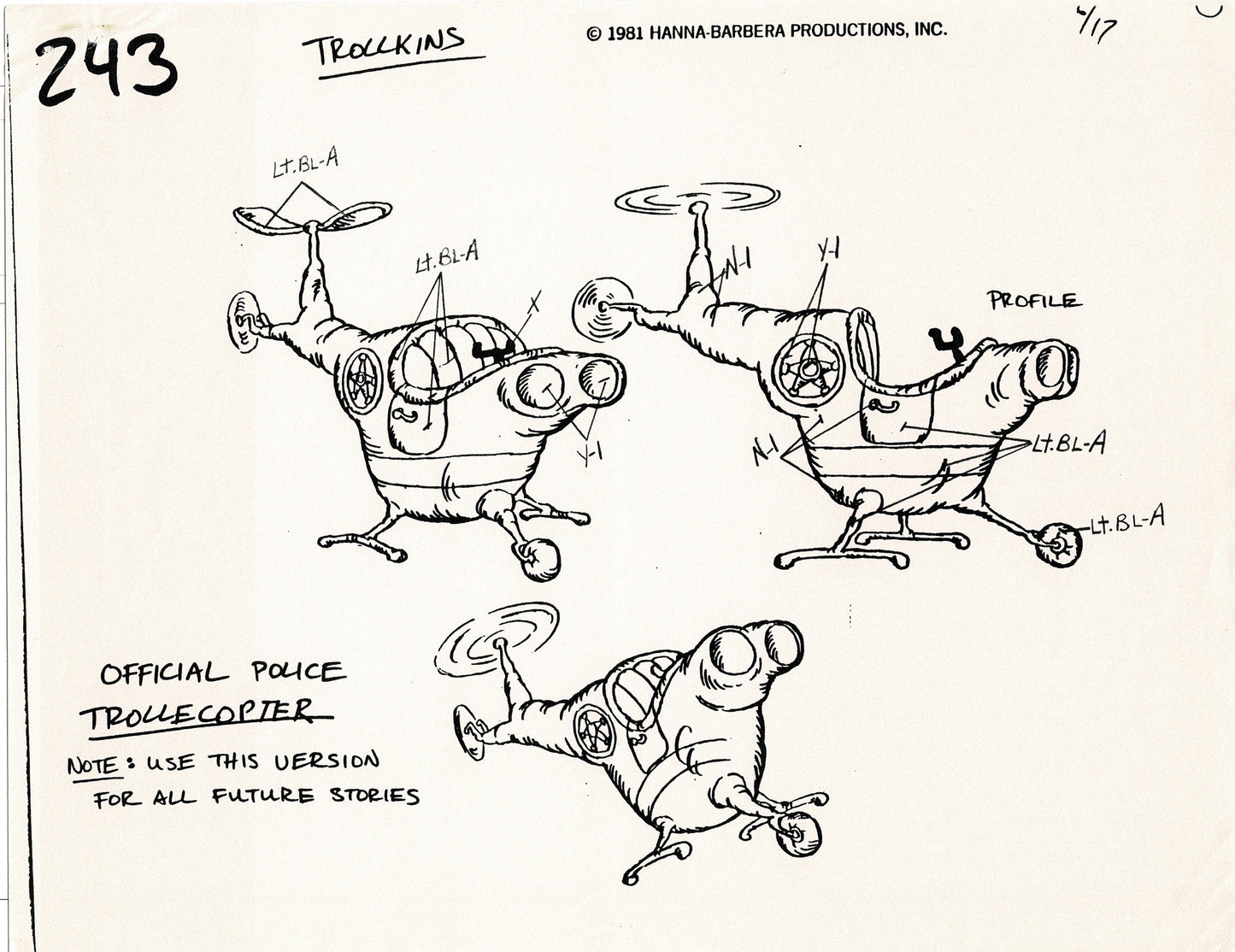 Trollkins 1981 Production Model Sheet Copy Lot of 12 Pages from Hanna Barbera