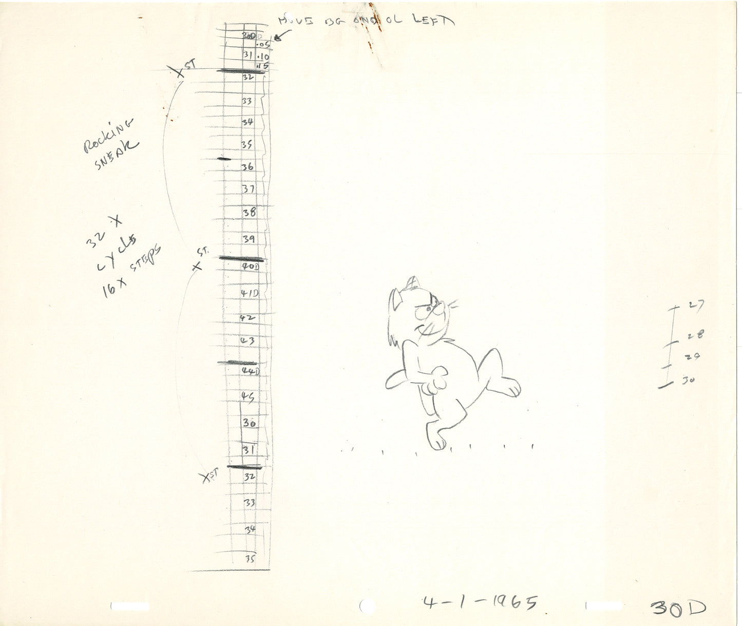 LOT of 16 Vintage Cartoon Animation Production Drawings Sneaky Cat
