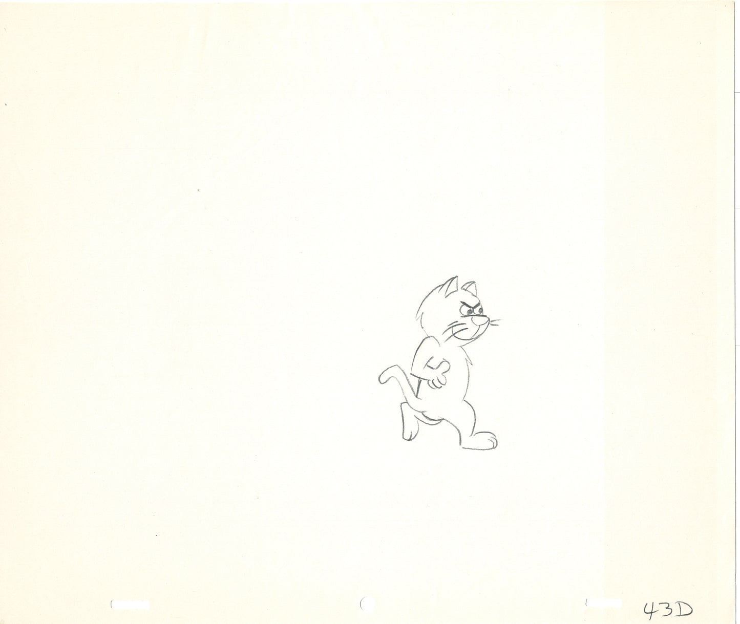 LOT of 16 Vintage Cartoon Animation Production Drawings Sneaky Cat