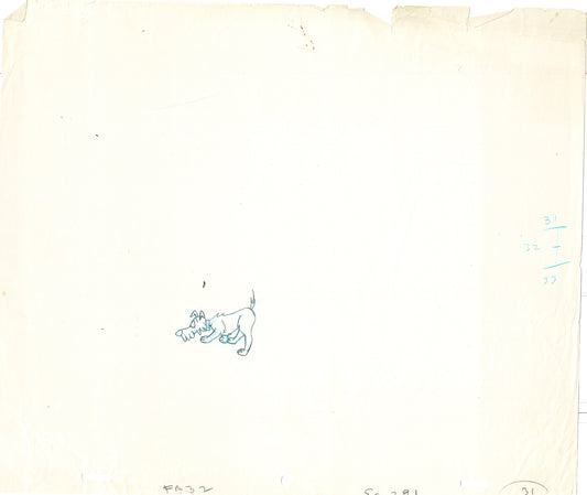 LOT of 10 Vintage Cartoon Animation Production Drawings Dog