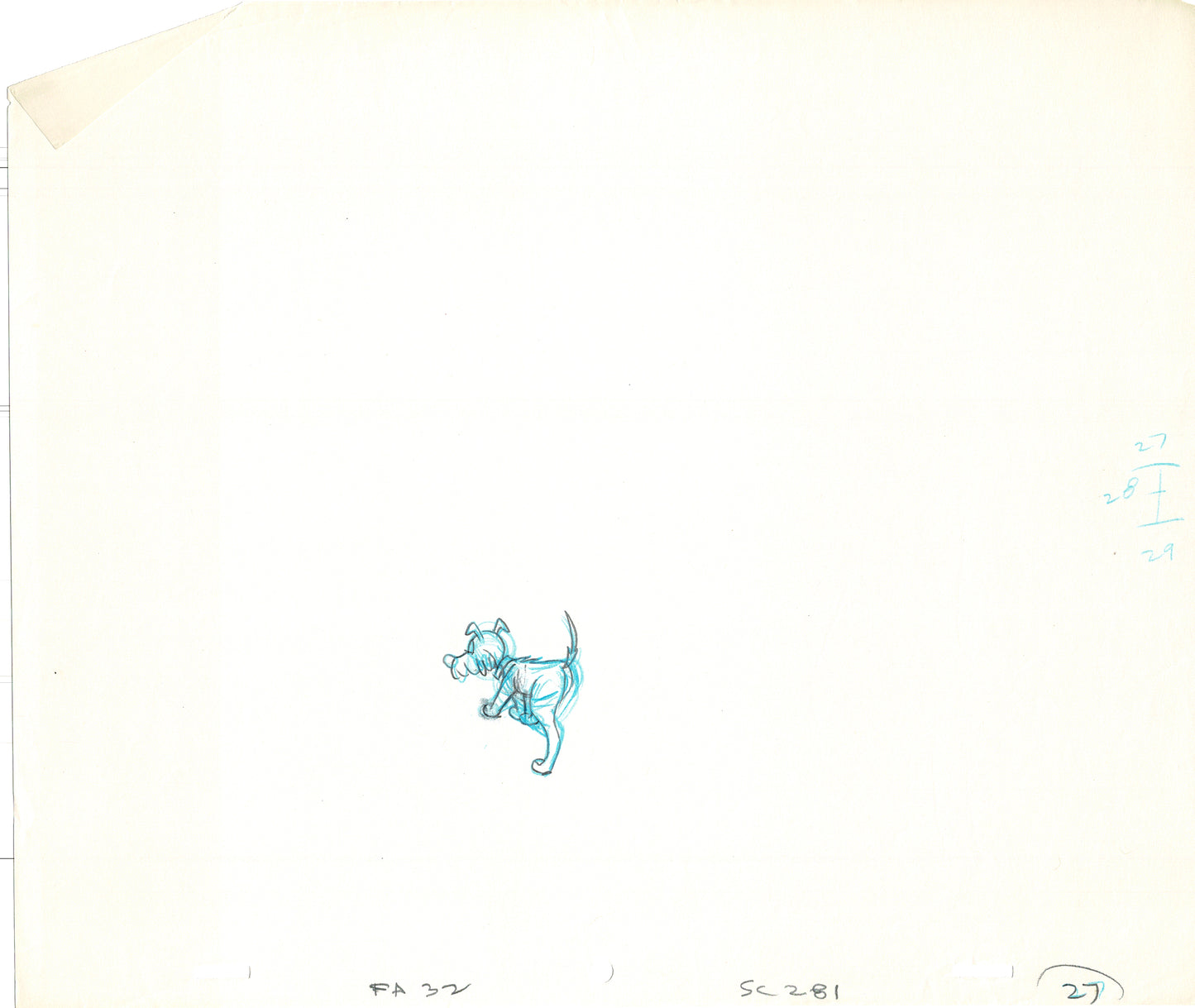 LOT of 10 Vintage Cartoon Animation Production Drawings Dog