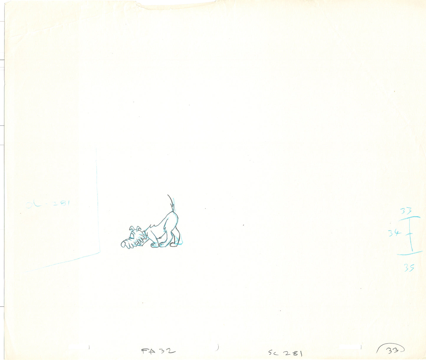 LOT of 10 Vintage Cartoon Animation Production Drawings Dog