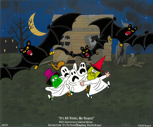 PEANUTS Halloween It's The Great Pumpkin Animation Cartoon Cel Limited Edition of 60 "It's All Tricks, No Treats!" MLC38