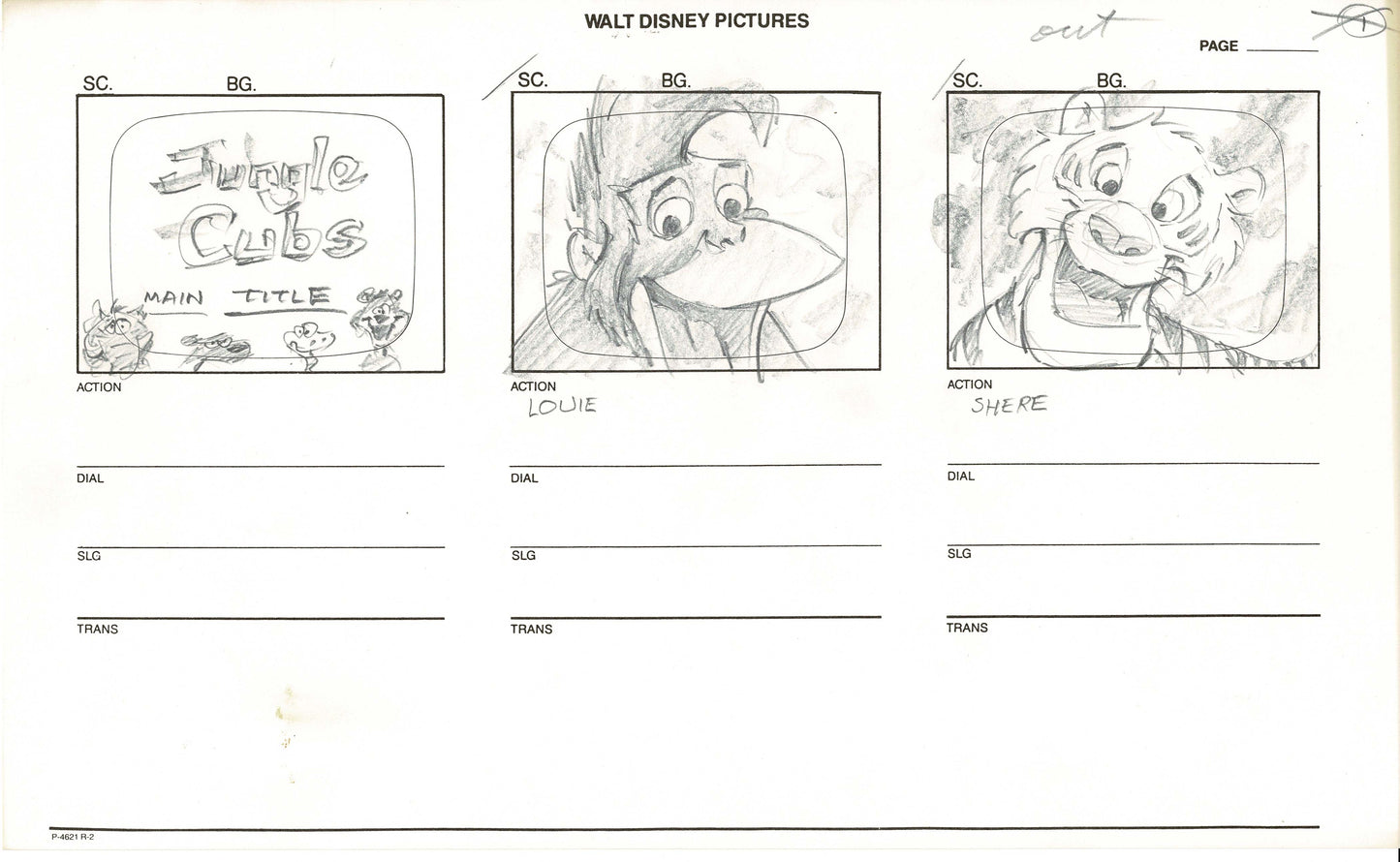 JUNGLE CUBS Disney Production Animation Storboard Drawing from Animators Estate 1996-8 1