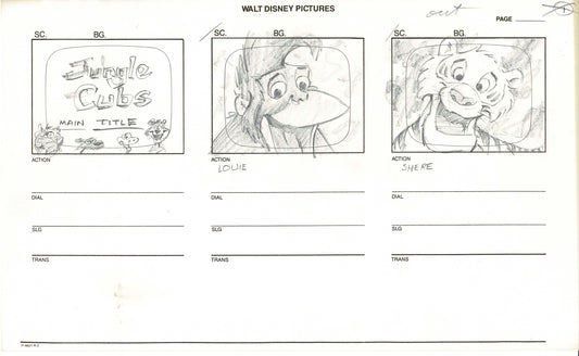 JUNGLE CUBS Disney Production Animation Storboard Drawing from Animators Estate 1996-8 1