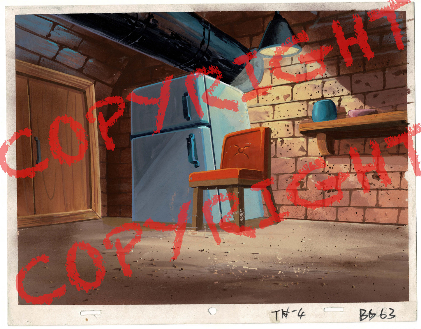 Teenage Mutant Ninja Turtles TMNT Original Production Animation Background from the 1980s cartoon of the Sewer Lair 2