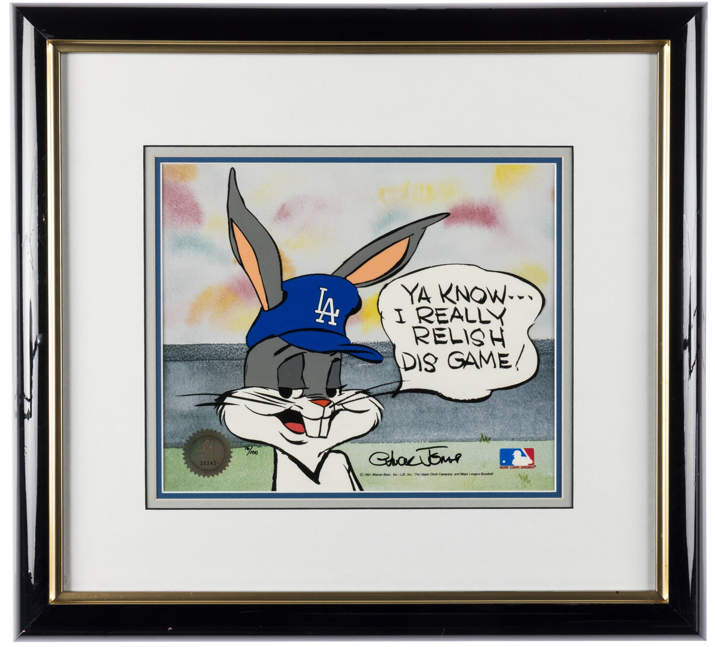 Chuck Jones SIGNED Bugs Bunny MLB Baseball Limited Edition Cel Looney Tunes Warner Brothers 1991 OH