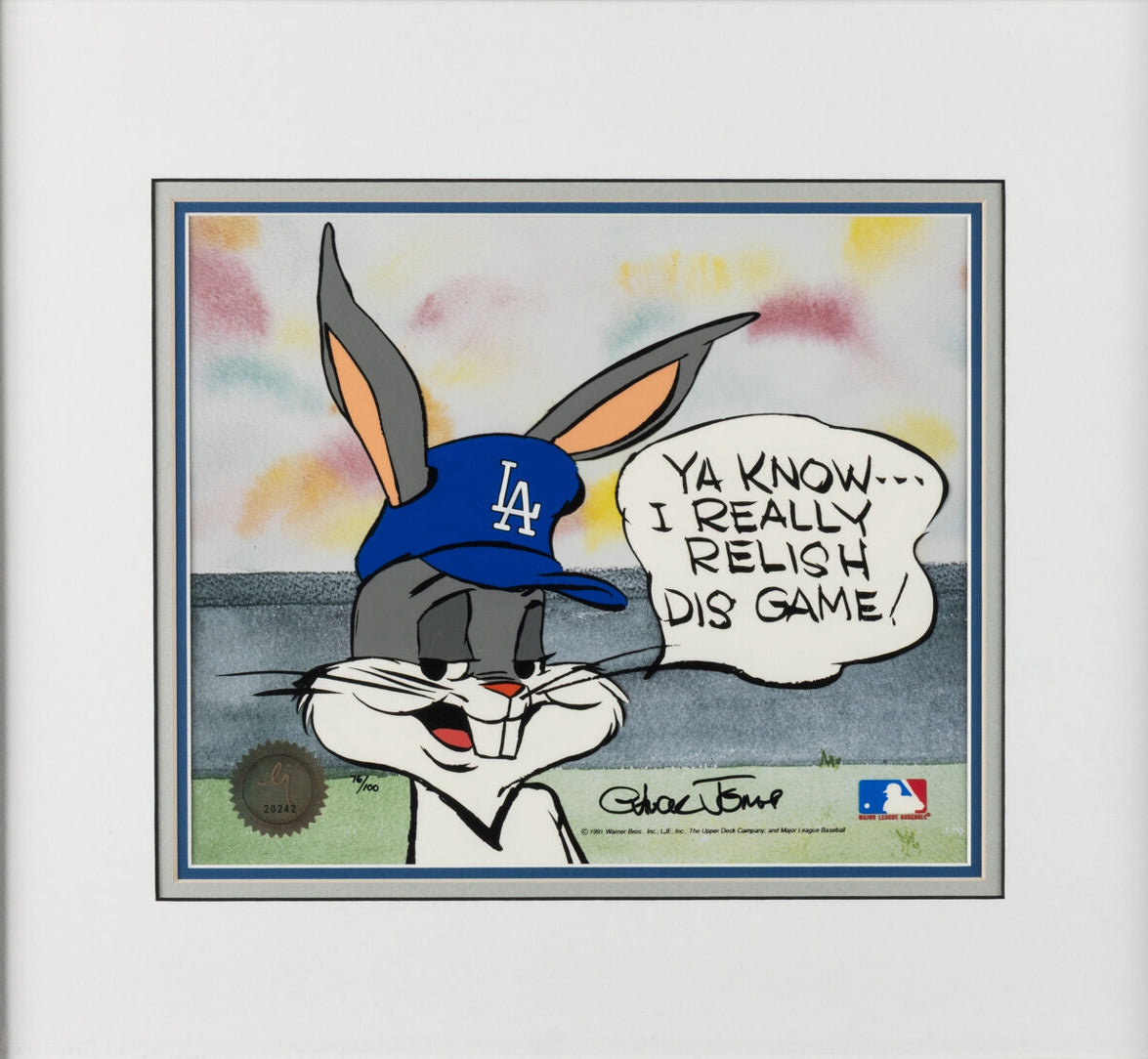Chuck Jones SIGNED Bugs Bunny MLB Baseball Limited Edition Cel Looney Tunes Warner Brothers 1991 OH
