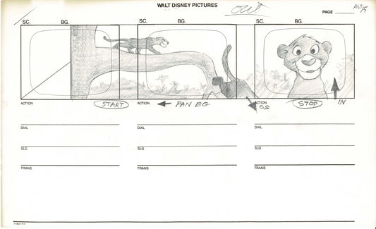 JUNGLE CUBS Disney Production Animation Storyboard Drawing from Animator Wendell Washer's Estate 1996-8 5