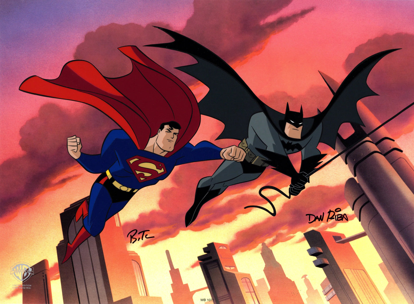 Superman the Animated Series Worlds Finest Warner Brothers Animation cel Ltd Ed of 25 Signed Bruce Timm Dan Riba PP